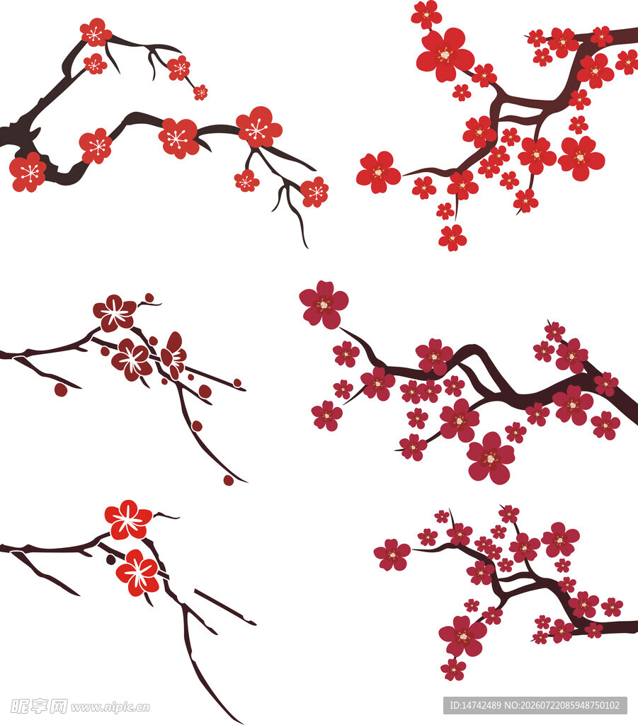 矢量梅花剪影