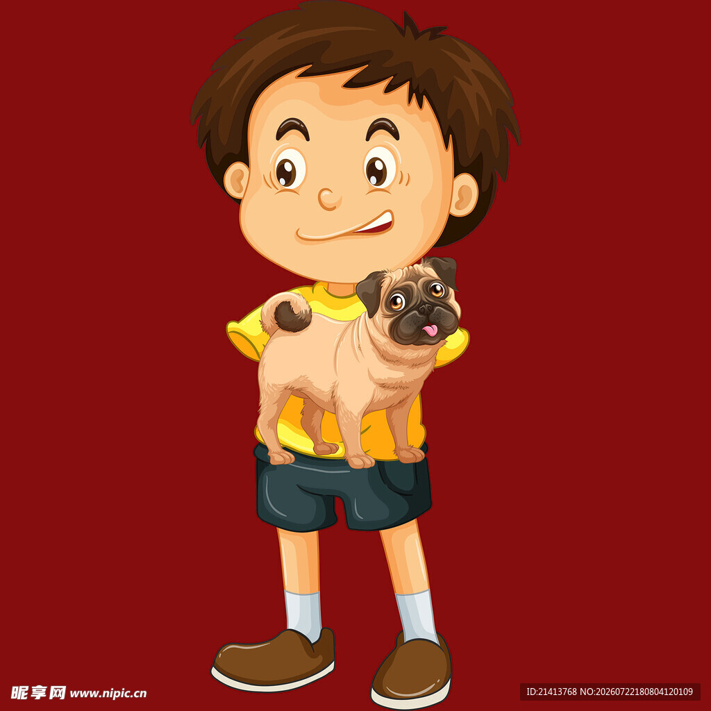 男孩抱着小狗
