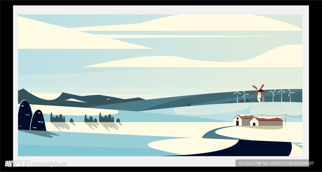 海上船只风景插画
