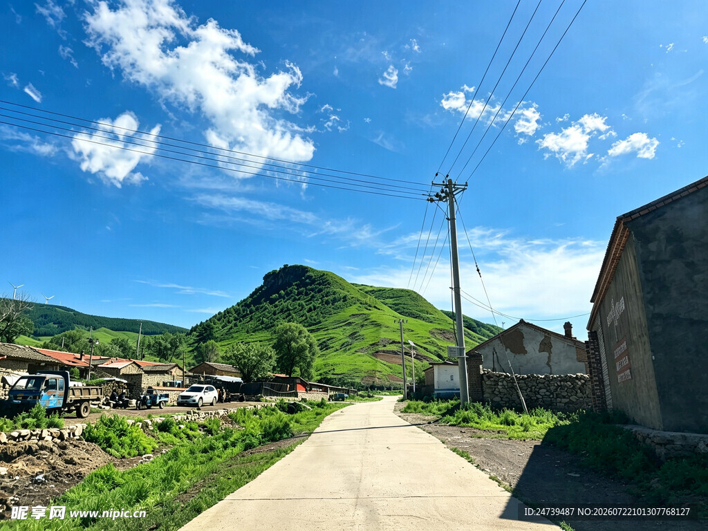乡村小路旁的山野风光