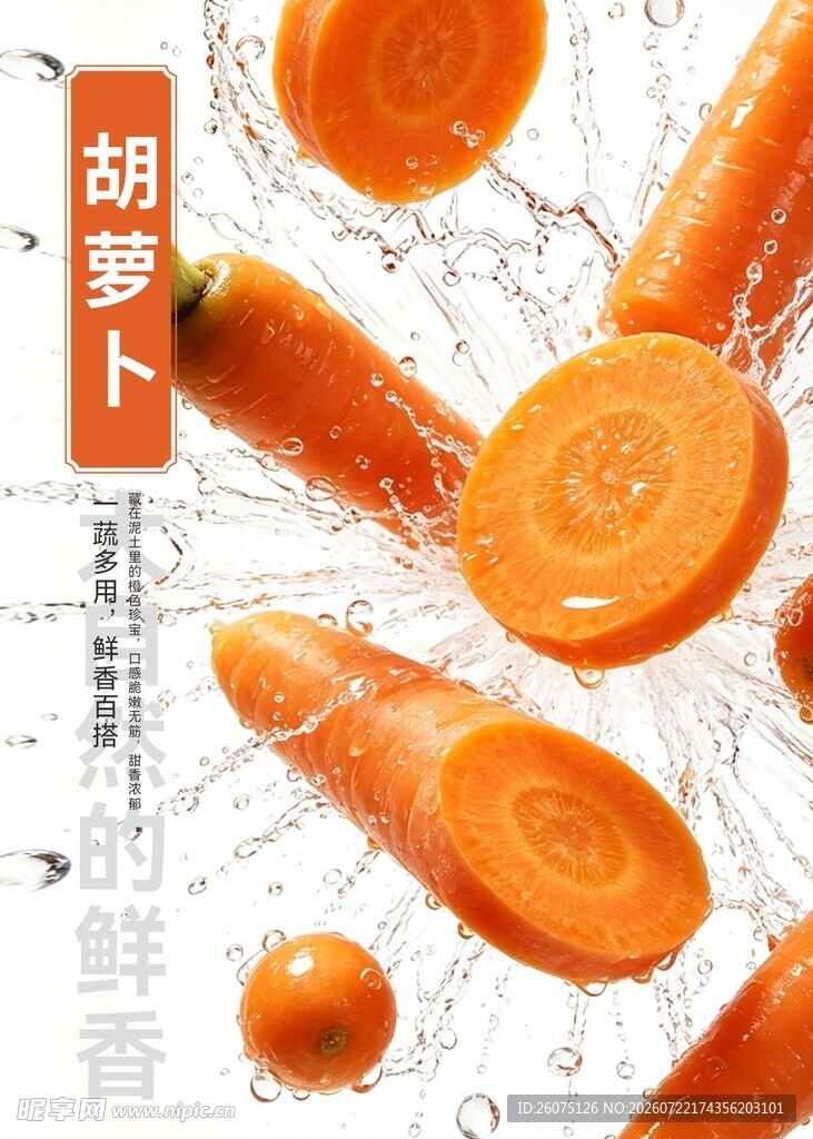 胡萝卜切片入水瞬间