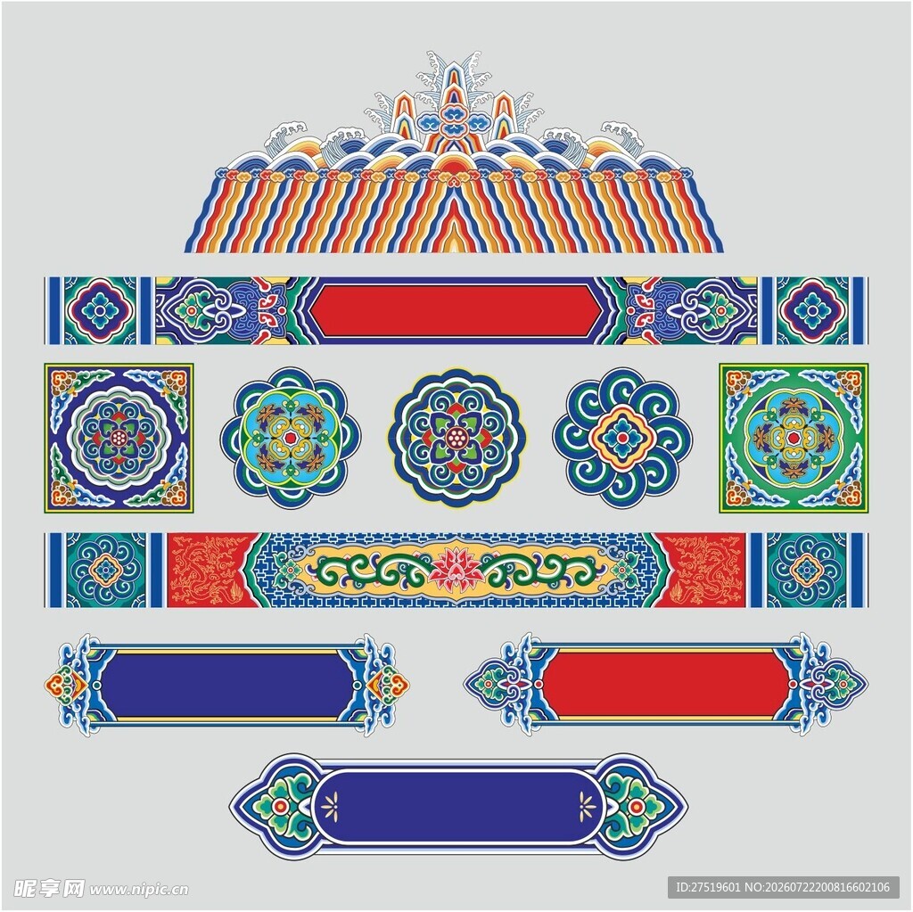 矢量国风花纹