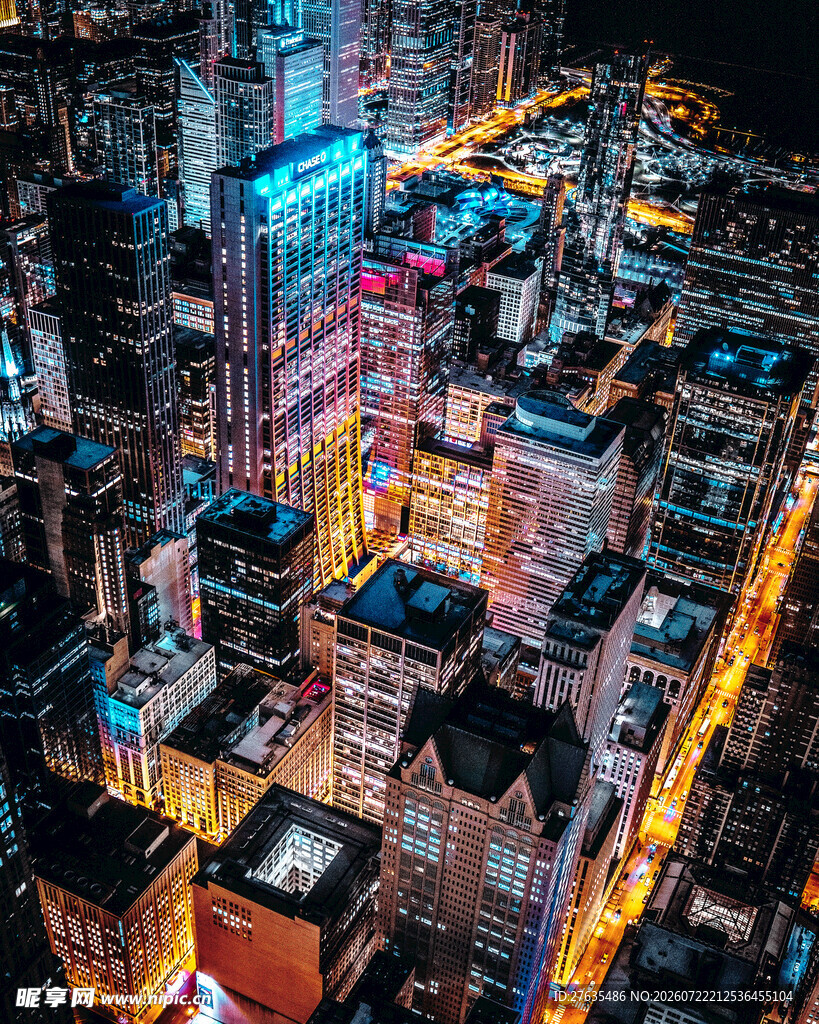 繁华都市夜景俯瞰