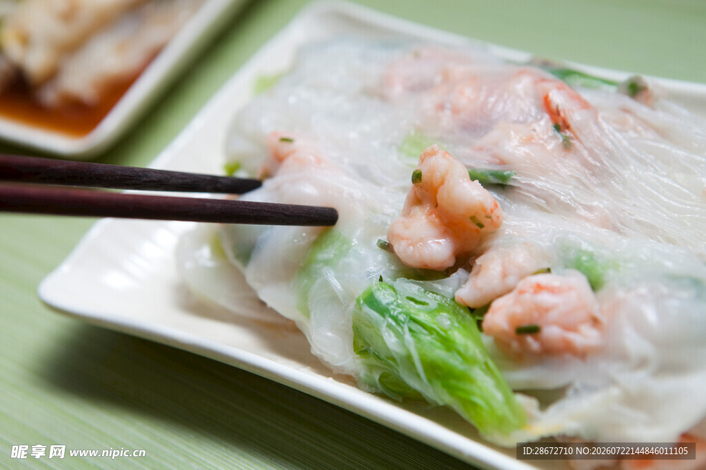 鲜虾肠粉美食特写