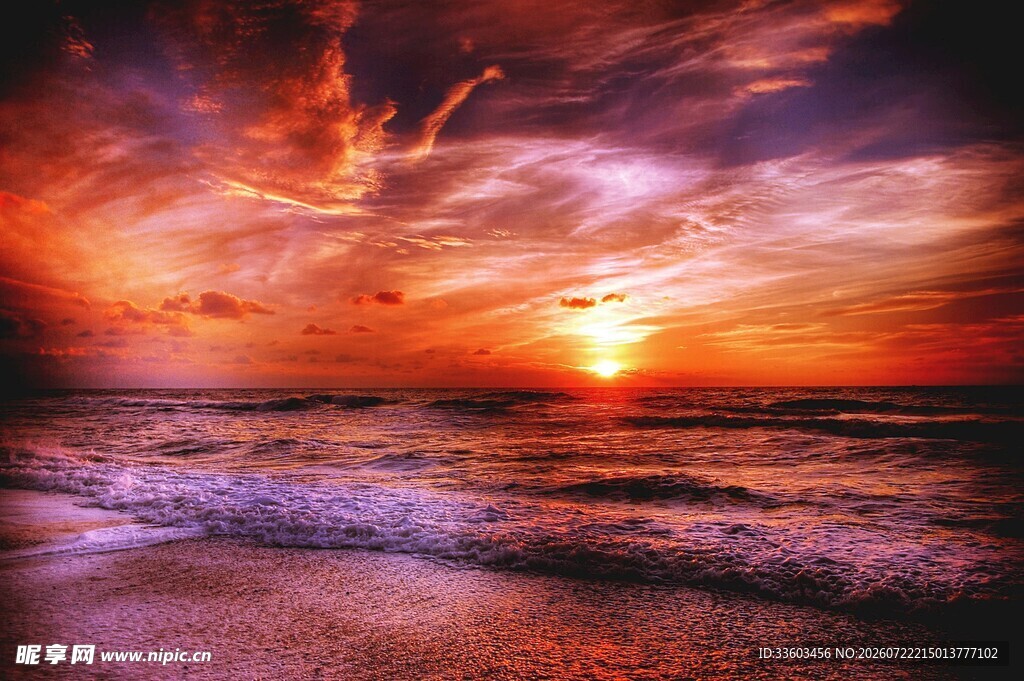 海边绚丽日落美景