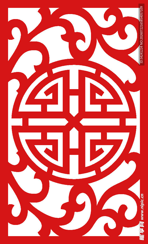 中式传统红色镂空吉祥图案