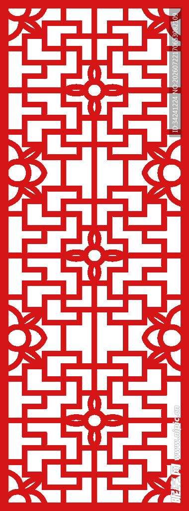 中式传统红色几何花纹图案