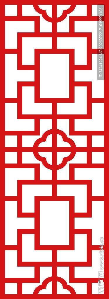 中式几何红白色花纹图案