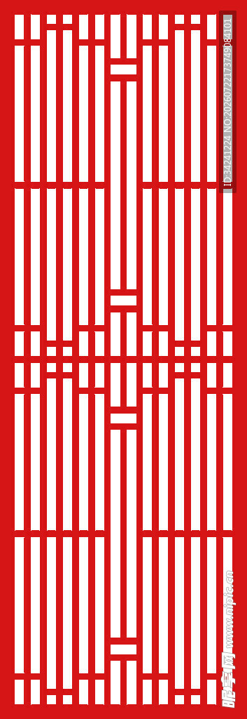 中式红色镂空窗格图案