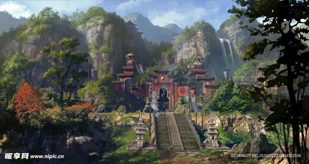 山间古景秀丽自然风光