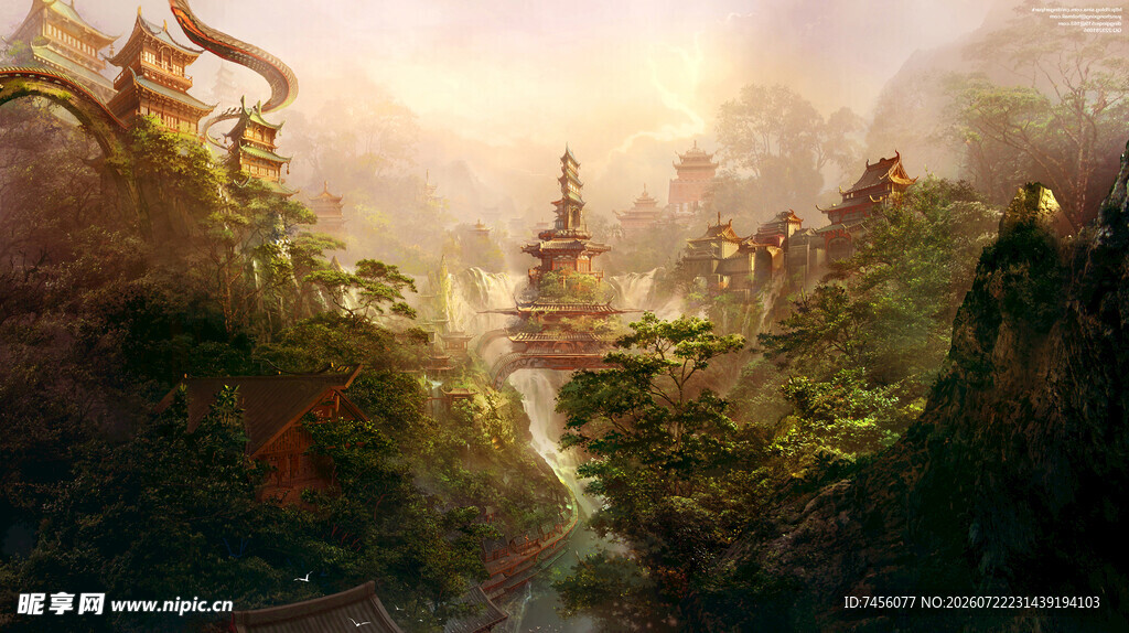 奇幻山林中的神秘建筑
