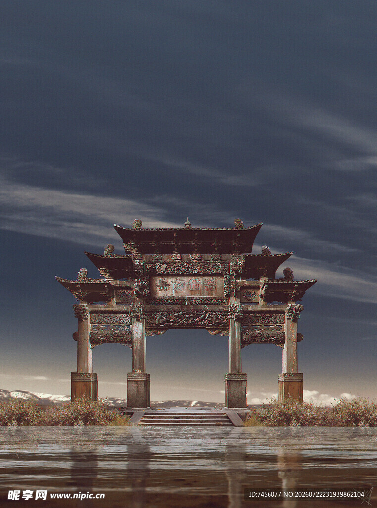 古牌坊夜景尽显中式韵味
