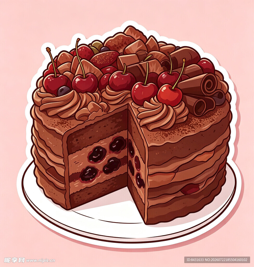 美味巧克力樱桃蛋糕