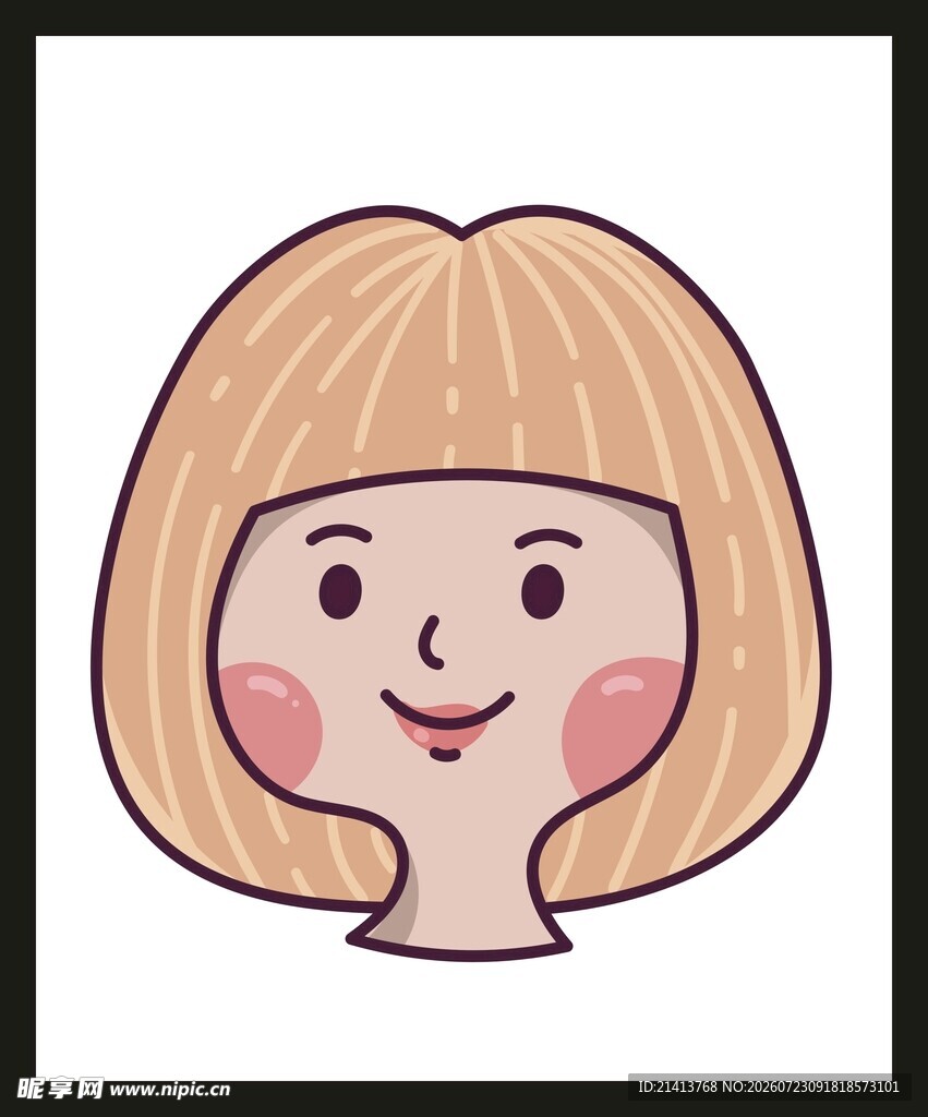 卡通短发微笑女孩头像