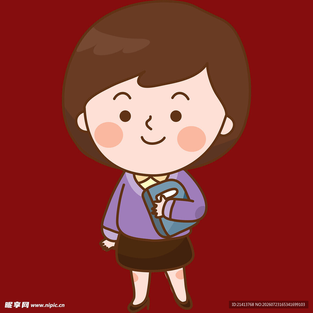 可爱女孩挎包站立形象