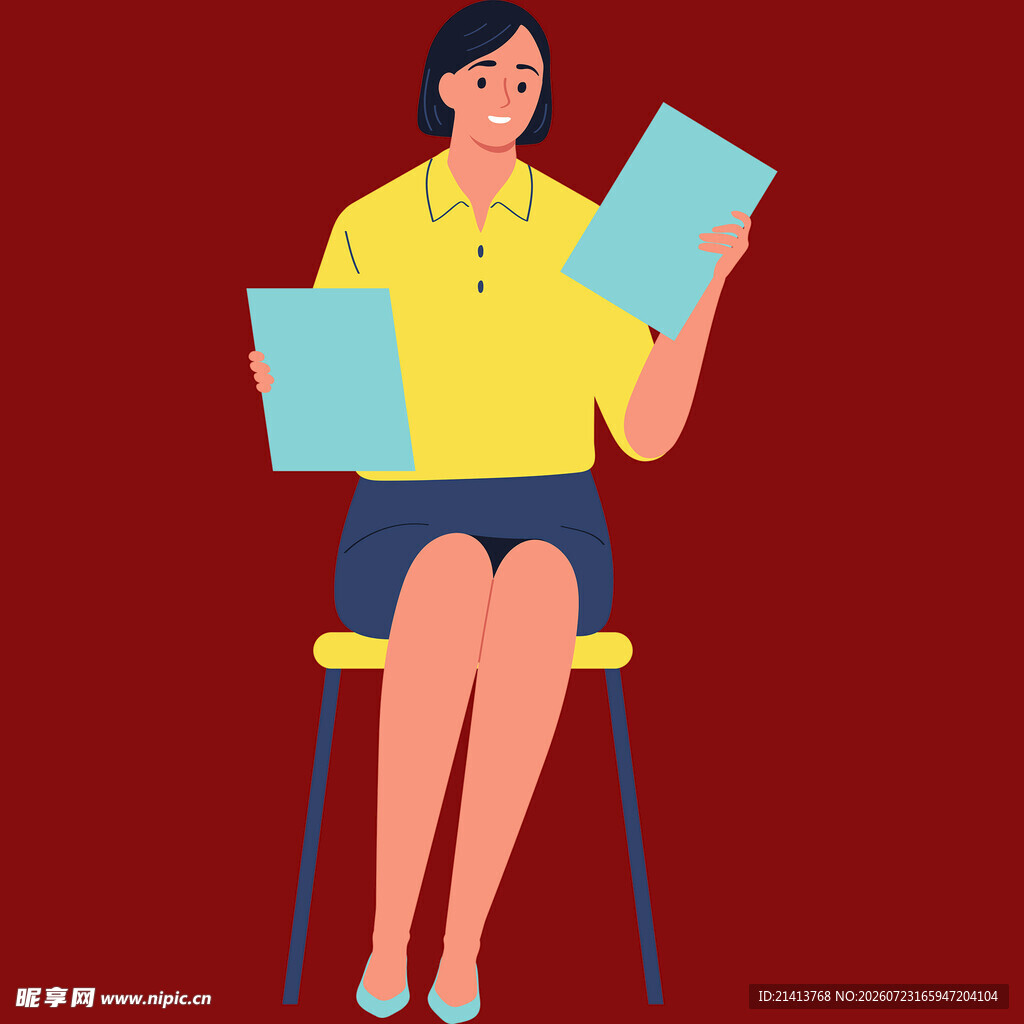 职场女性手持文件办公
