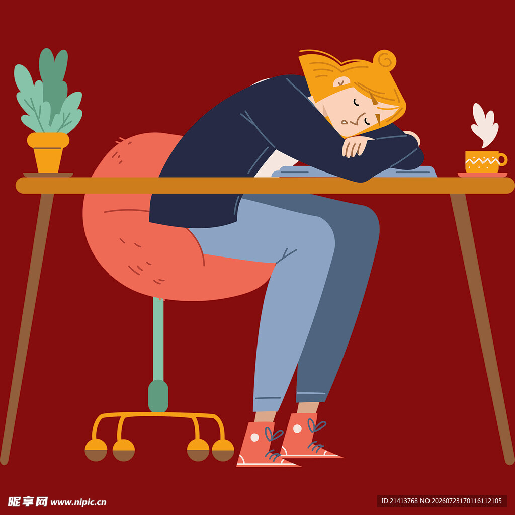 疲惫上班族伏案小憩
