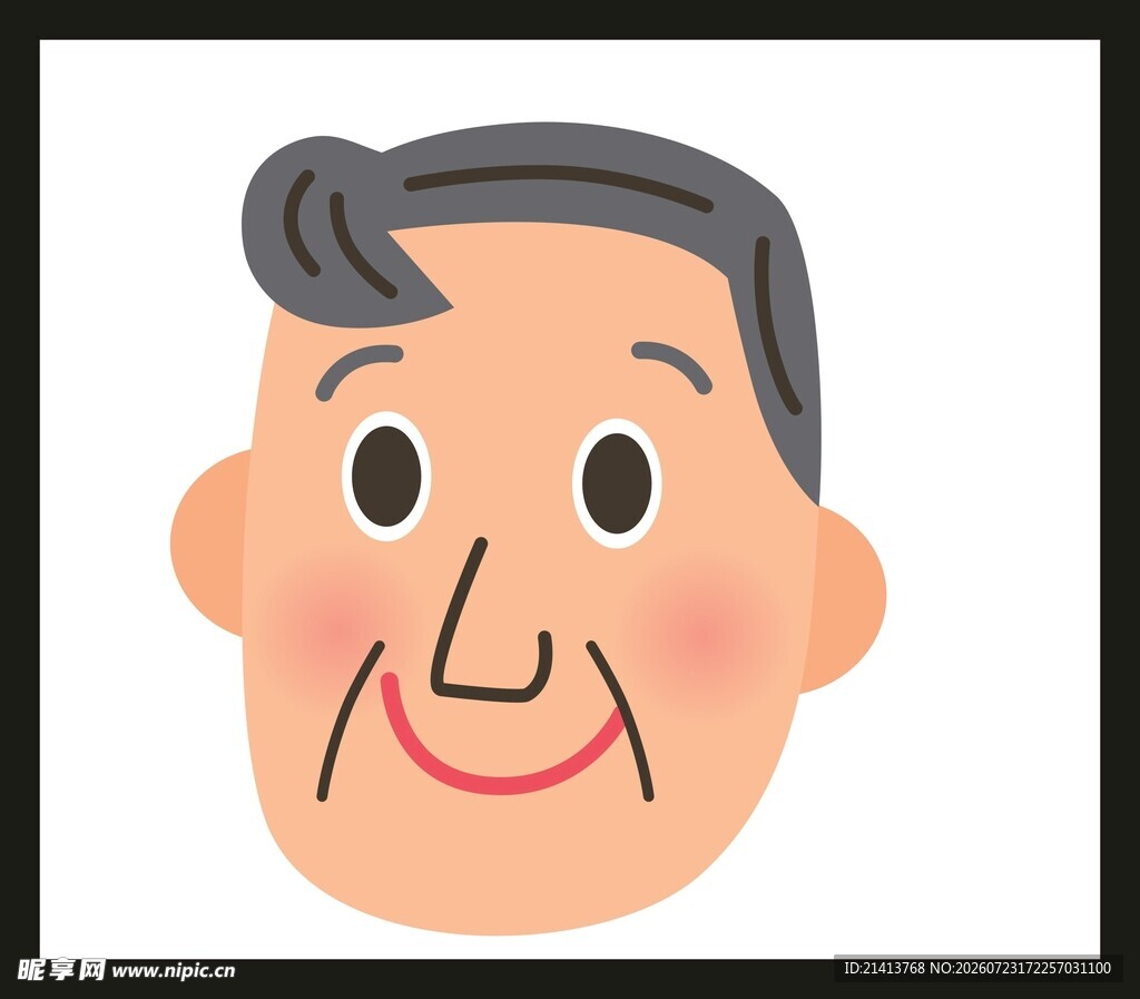 微笑老人头像插画