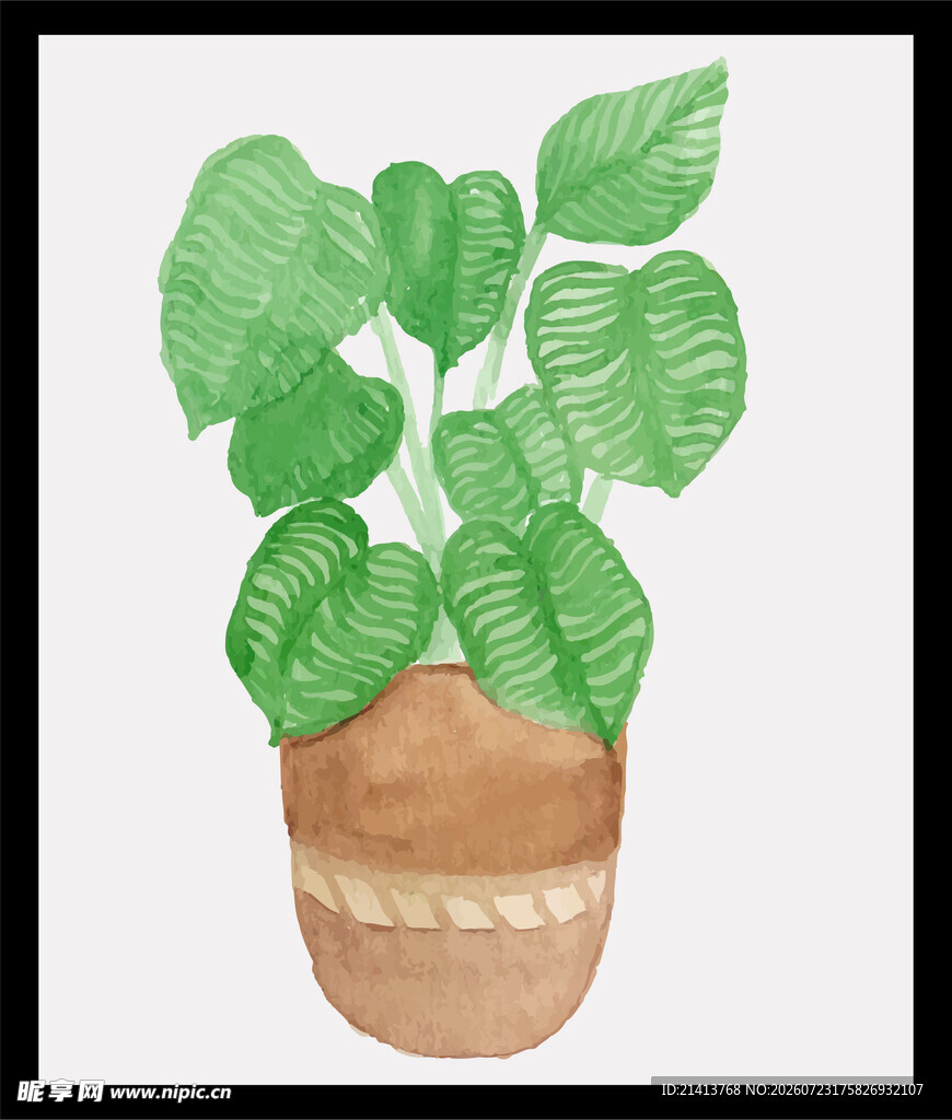 手绘绿植盆栽