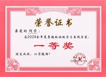 一等奖荣誉证书展示