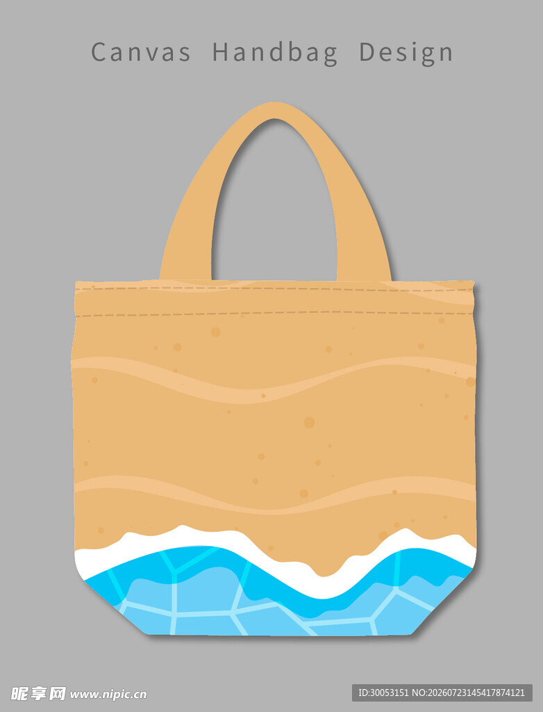 手绘海浪图案帆布袋