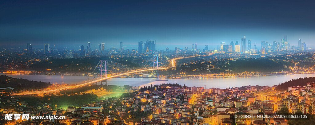 城市璀璨夜景俯瞰图