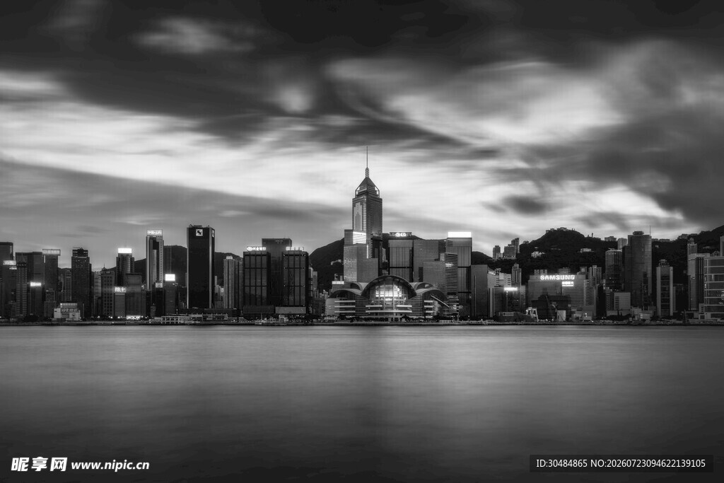 纽约城市天际线黑白景观