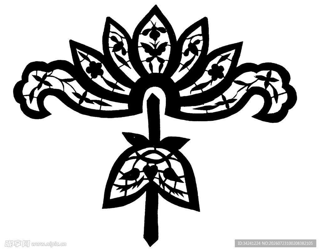 中式莲花图案装饰元素