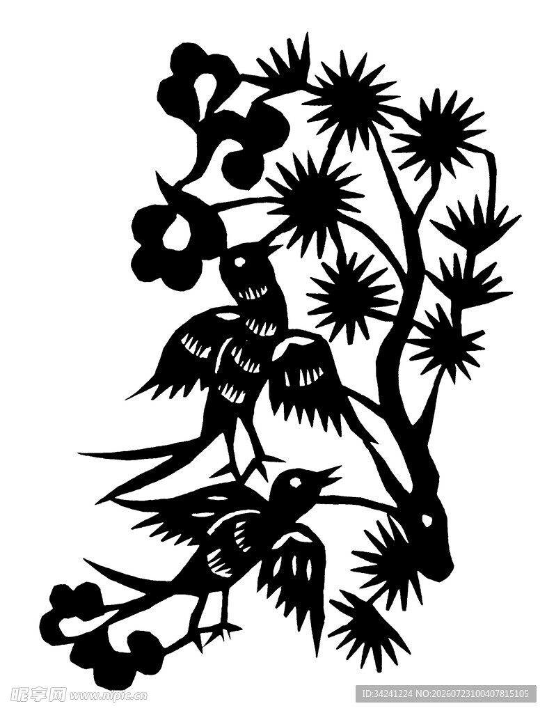 花鸟剪纸艺术图案