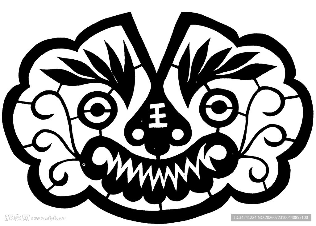 传统剪纸风格的神秘面具
