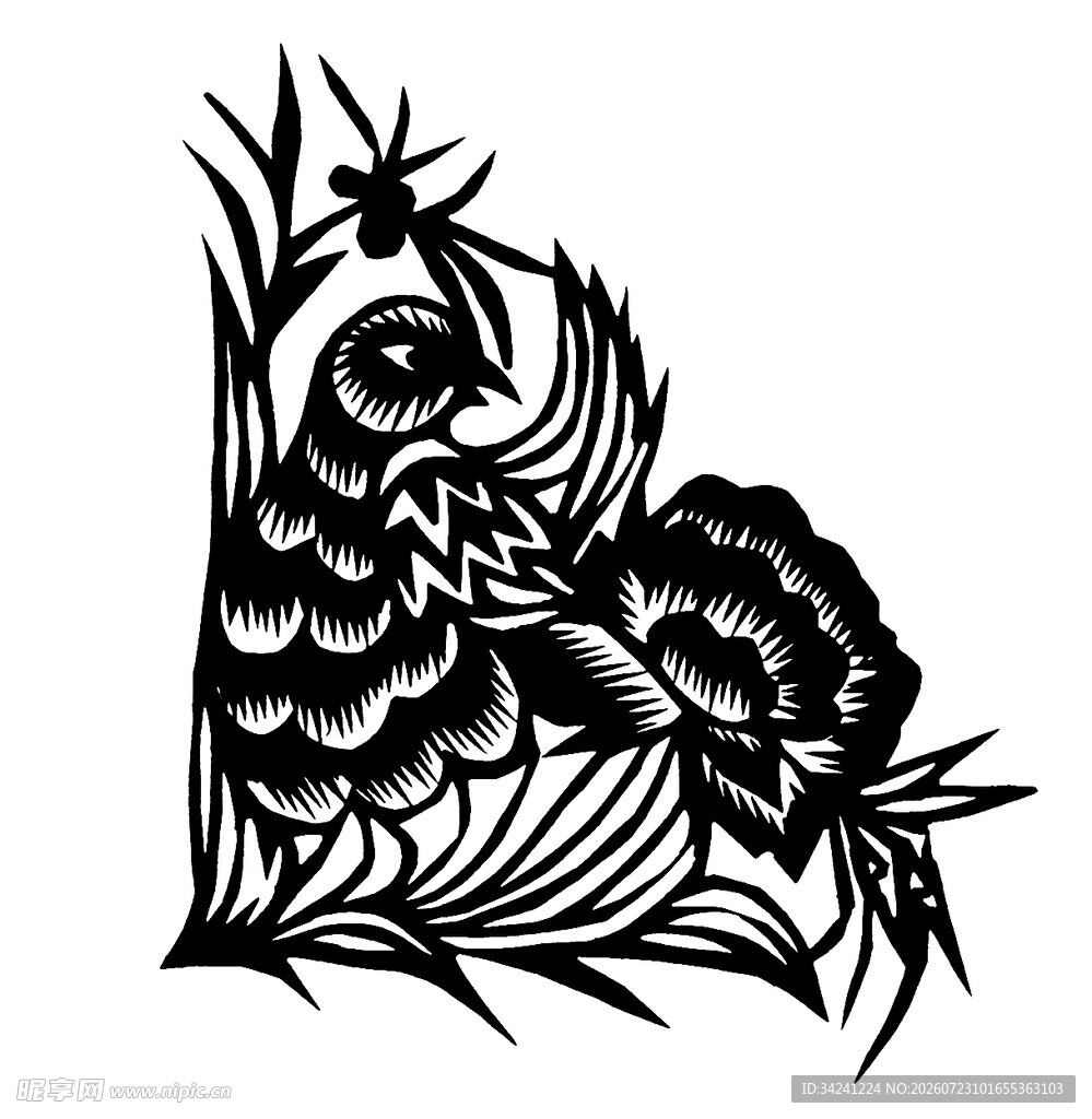 剪纸花鸟图