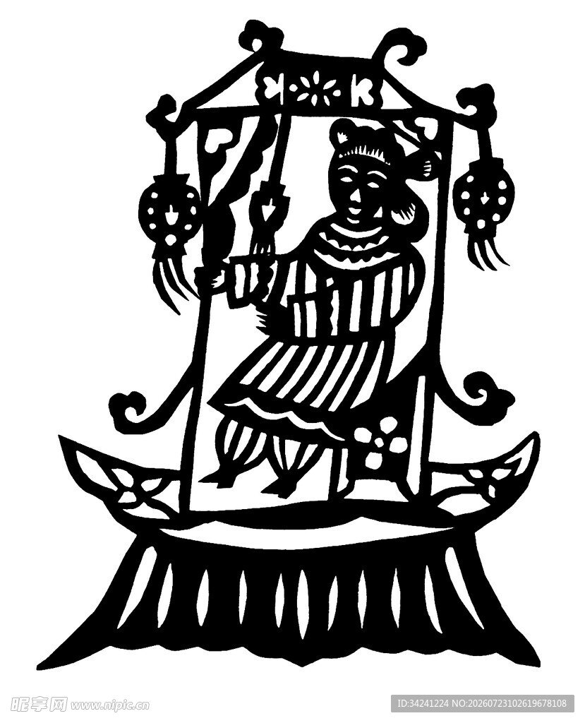 古代人物坐于华丽轿中