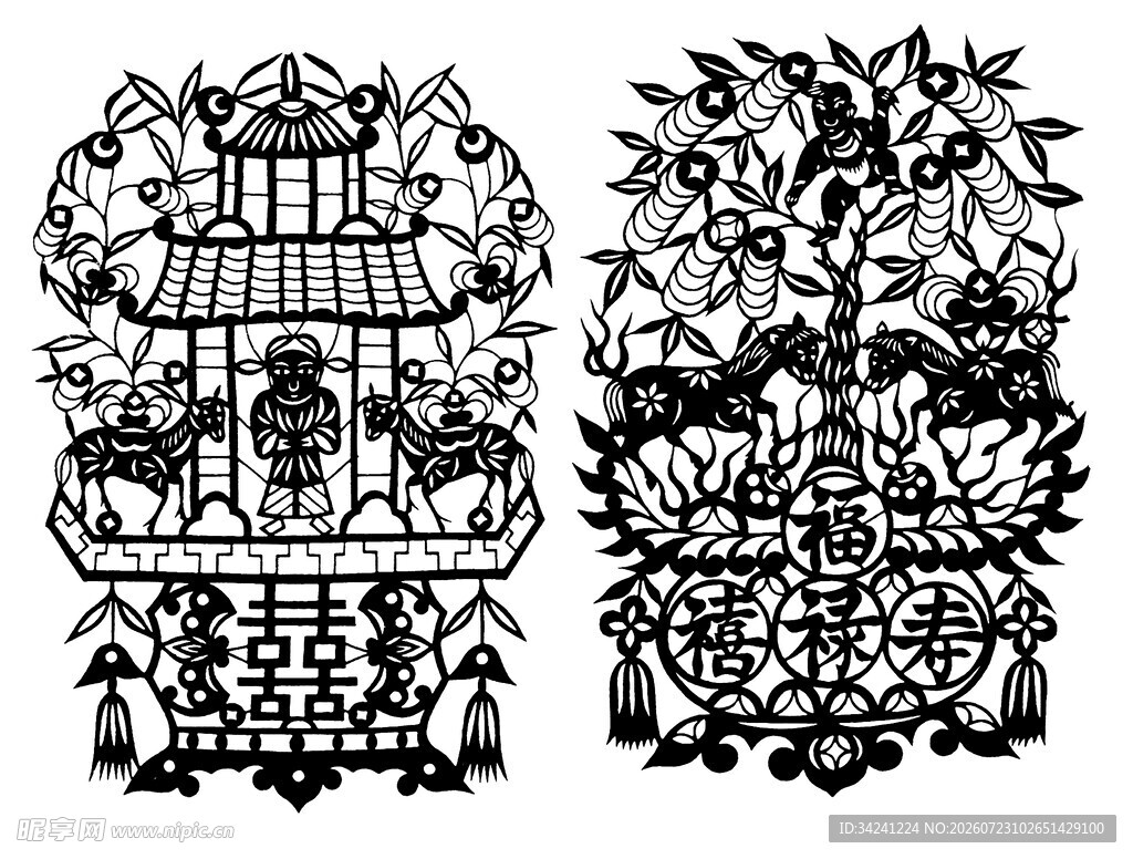 传统中式建筑剪纸艺术