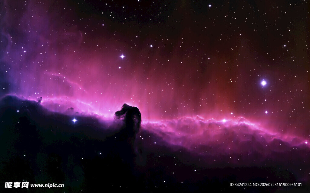 梦幻星空下的神秘剪影