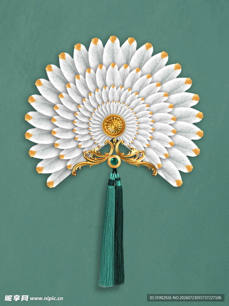 精美扇形珍珠流苏胸针