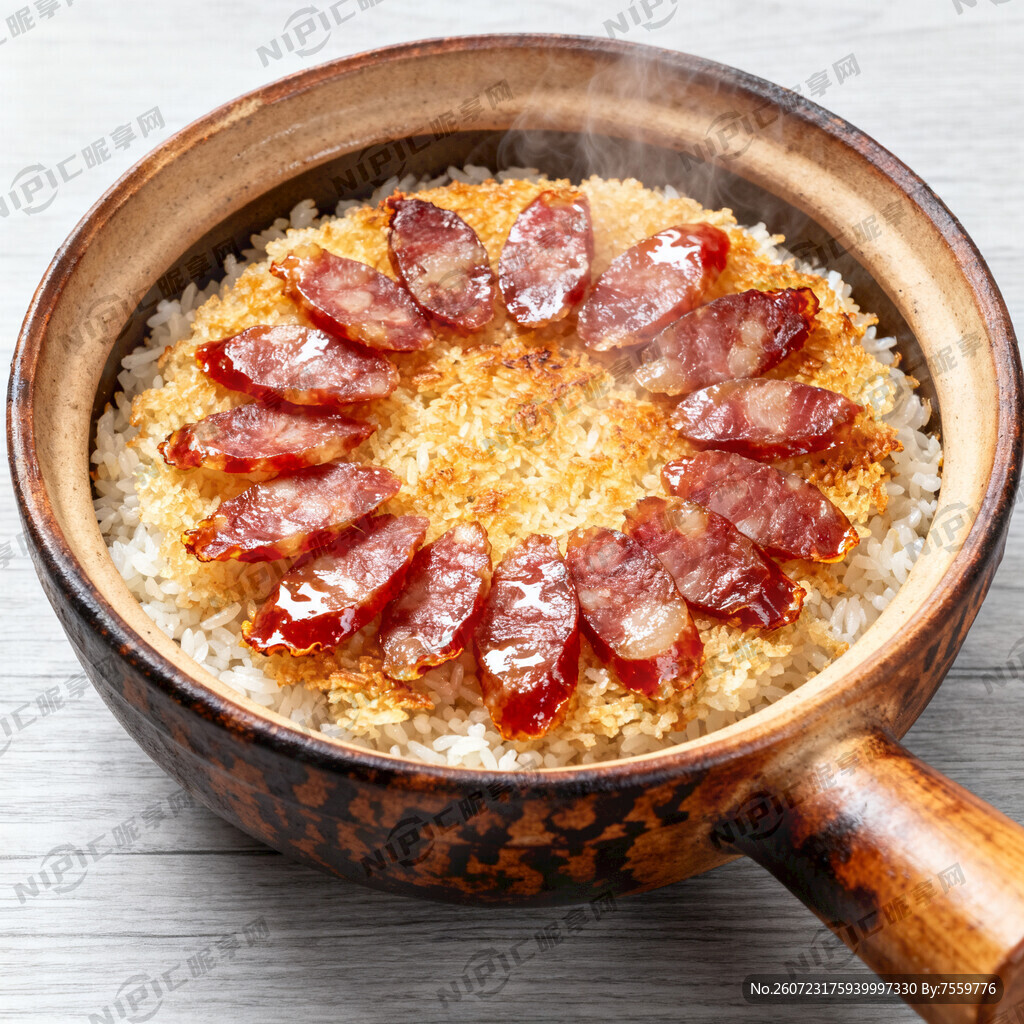 生成一份广东腊味煲仔饭菜品展示