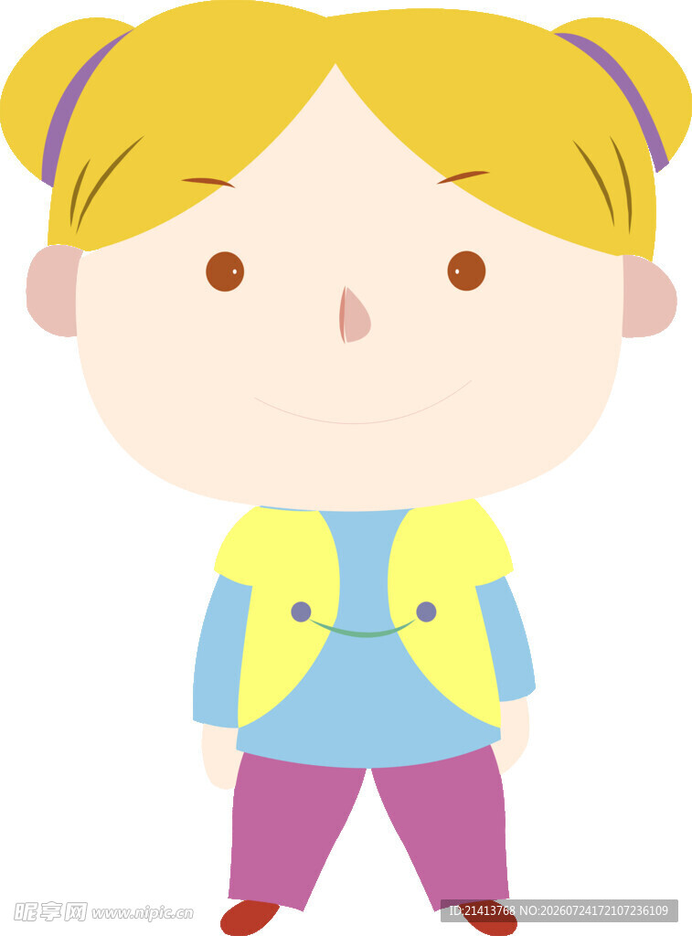 扎双马尾的可爱小女孩