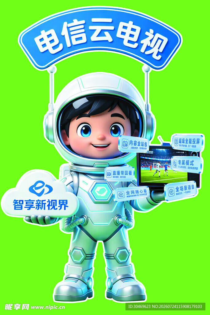 电信云电视可爱卡通形象