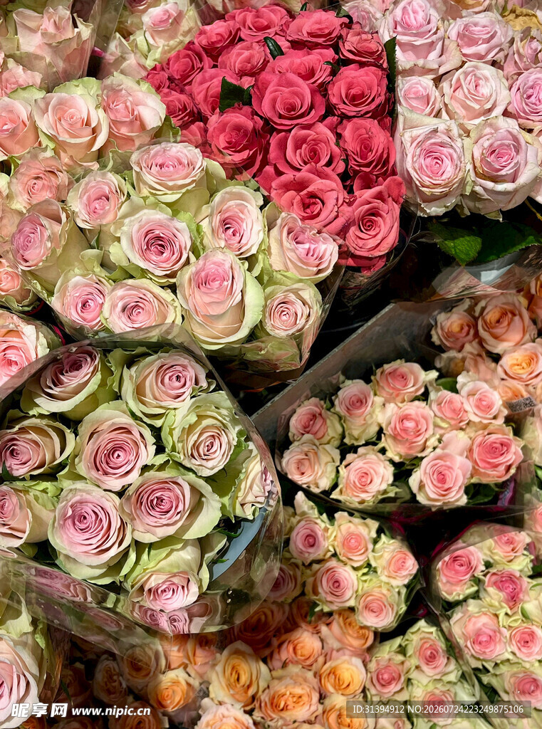 多彩缤纷的鲜花花束