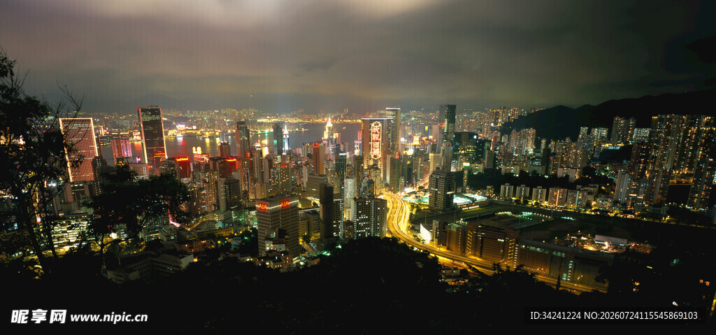 城市璀璨夜景俯瞰图