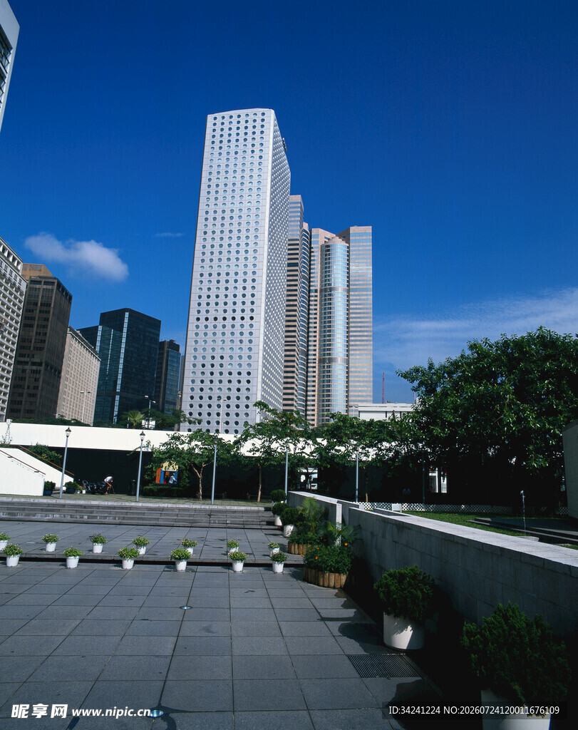 城市中高楼林立的开阔景观