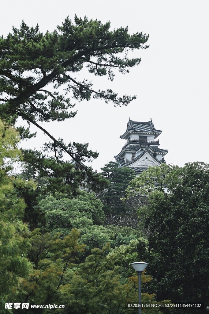 日本园林中的古朴城堡