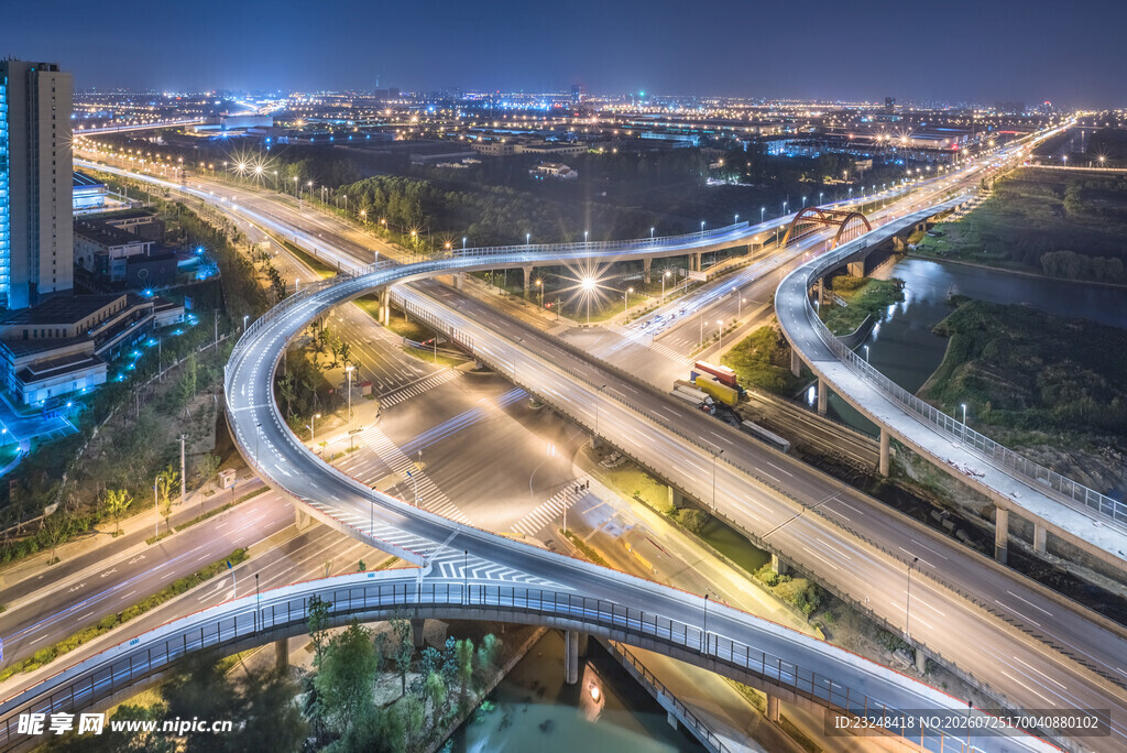 城市立交桥璀璨夜景