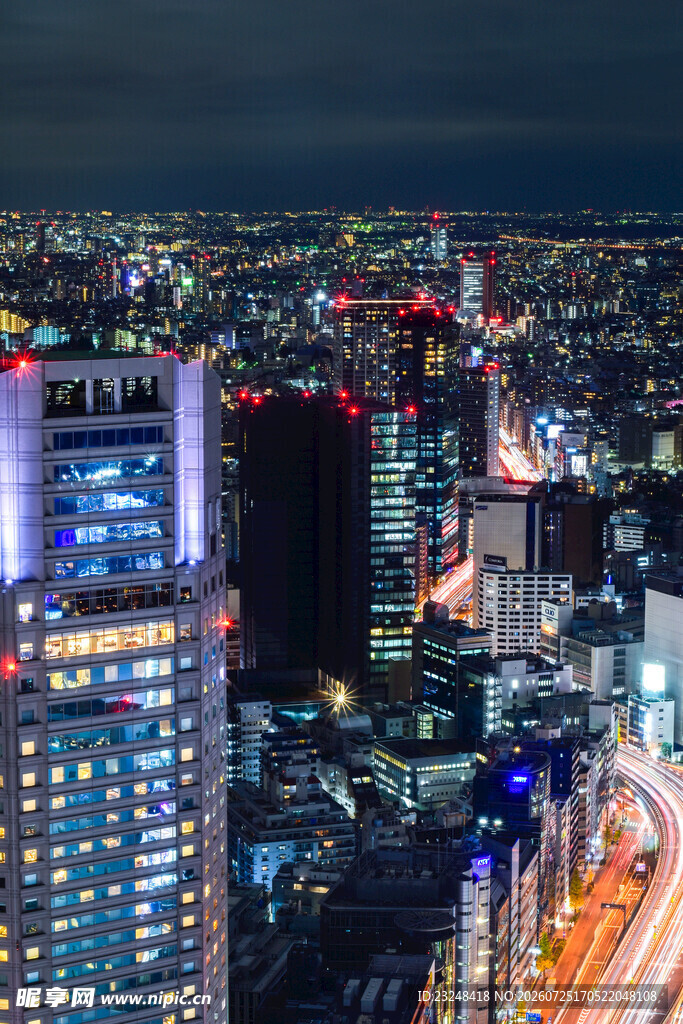 繁华都市夜景俯瞰