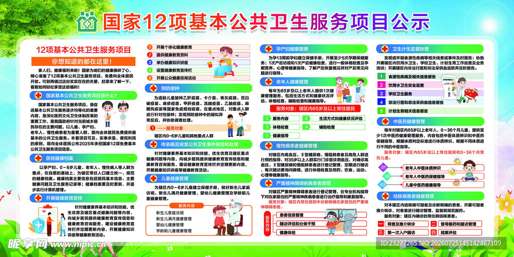 国家12项基本公共卫生服务项目