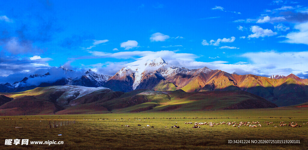 壮丽雪山草原风光