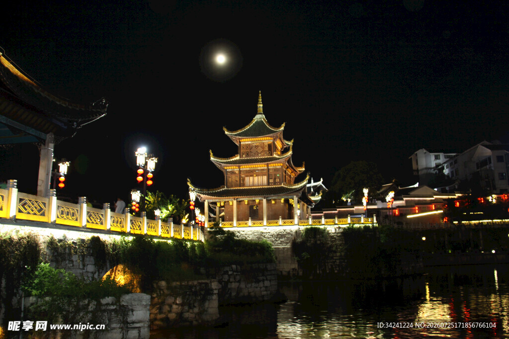 夜晚古亭美景