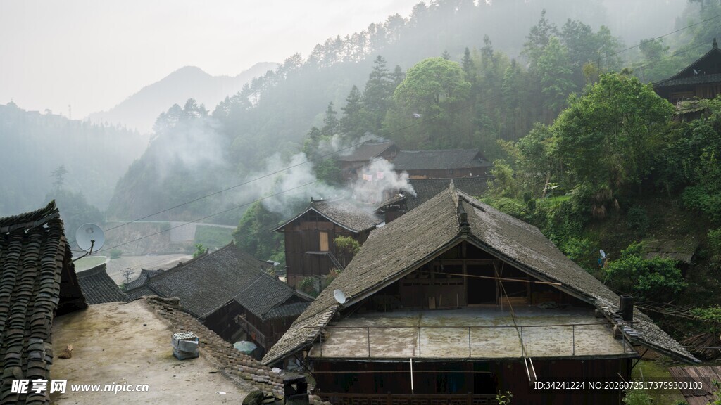 山间村落民居景观