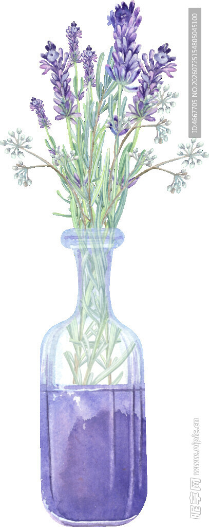 花瓶中的紫色薰衣草插花