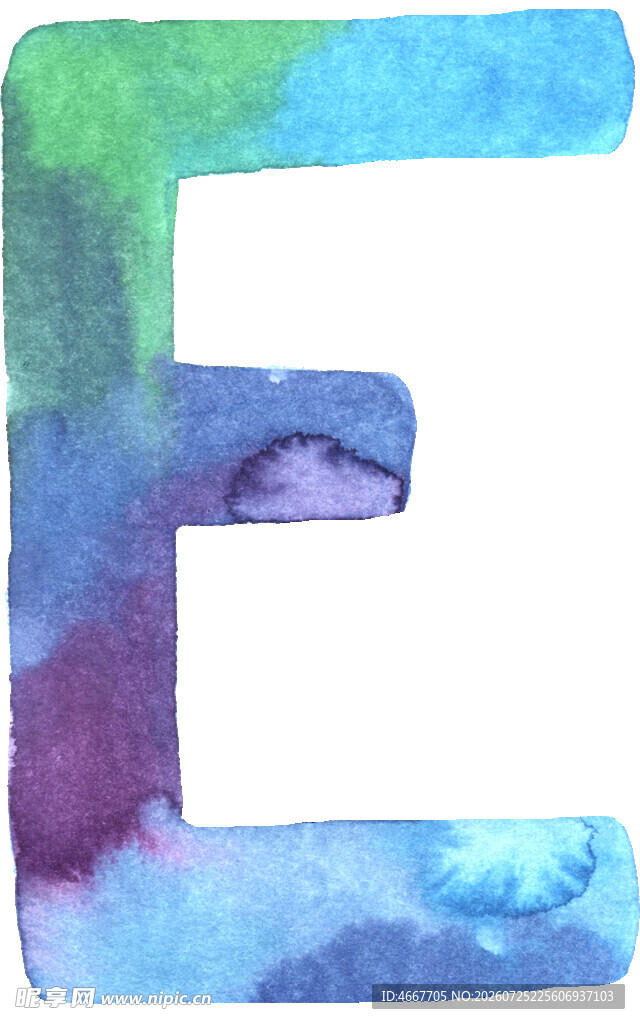 水彩风格字母E